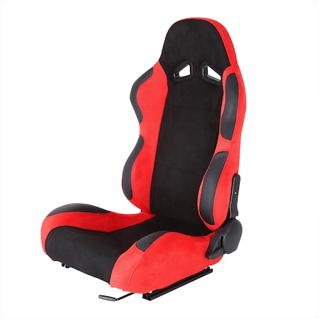 Spec-D Tuning Racing Seat - Black And Red Suede  - Left Side, PK2 RS-2005L